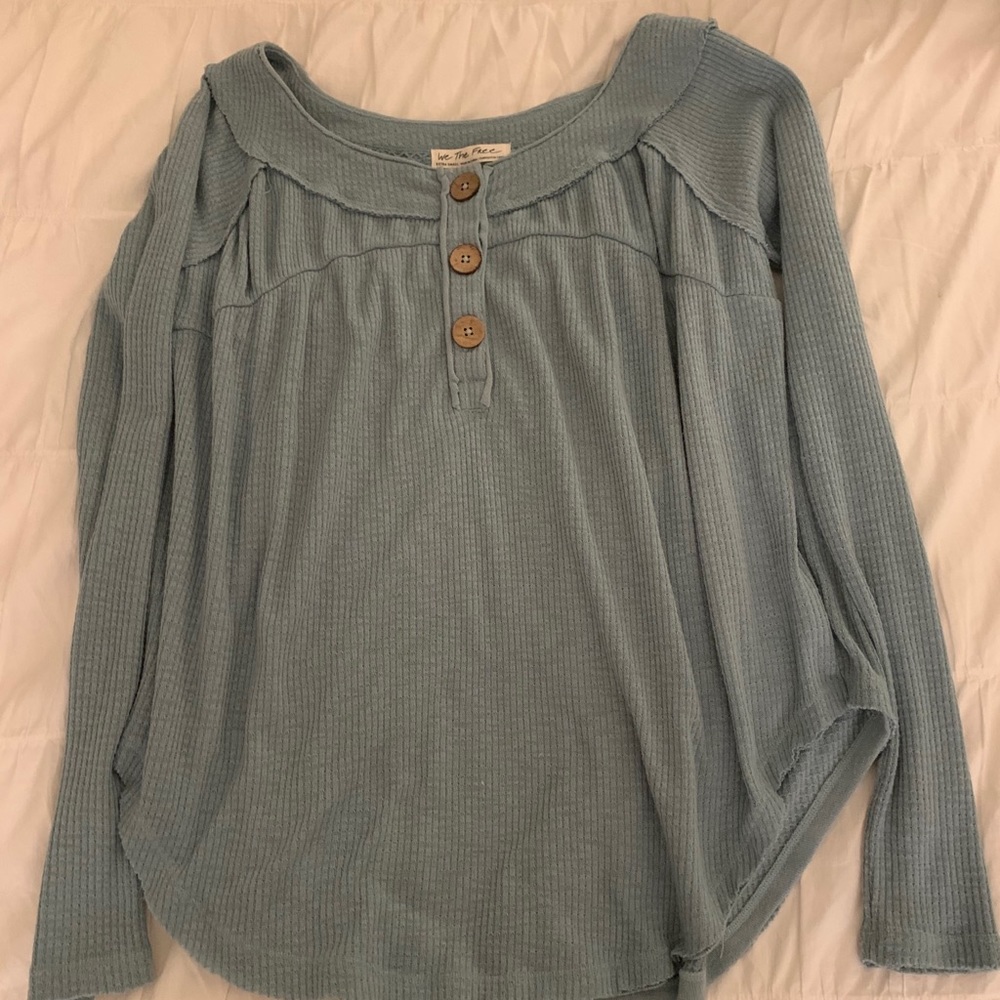 Free People Must-Have Waffle Knit Henley Tee